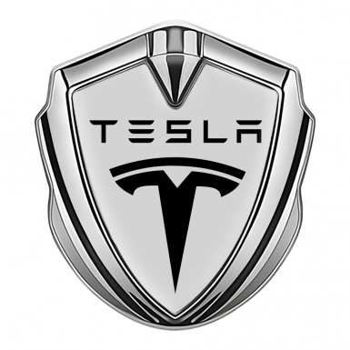 Tesla Trunk Emblem Badge Silver Grey Template Black Logo Design