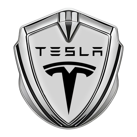 Tesla Trunk Emblem Badge Silver Grey Template Black Logo Design