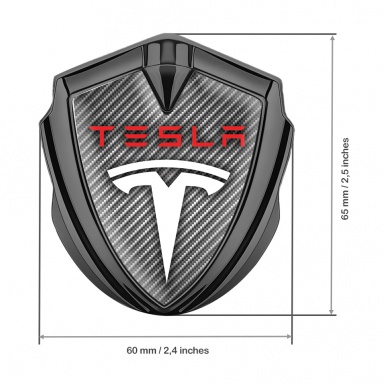 Tesla Tuning Emblem Self Adhesive Graphite Light Carbon Red Logo