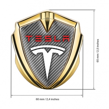 Tesla Tuning Emblem Self Adhesive Gold Light Carbon Red Logo