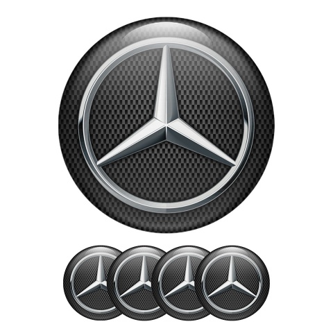Mercedes Domed Stickers Wheel Center Cap Matrix Carbon 