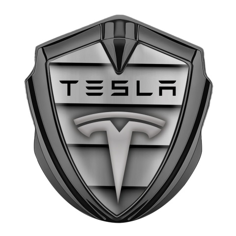 Tesla Trunk Emblem Badge Graphite Grey Shutter Effect Edition