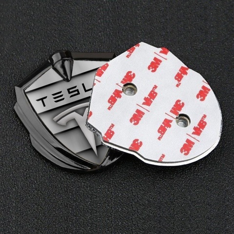 Tesla Trunk Emblem Badge Graphite Grey Shutter Effect Edition