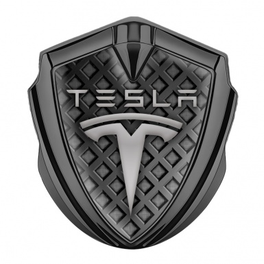 Tesla Fender Emblem Badge Graphite Dark Grid Mesh Grey Edition