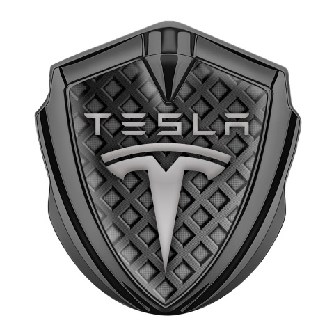Tesla Fender Emblem Badge Graphite Dark Grid Mesh Grey Edition
