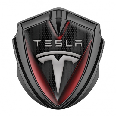 Tesla Tuning Emblem Self Adhesive Graphite Red V Shape Elements