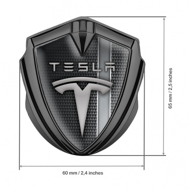 Tesla Fender Emblem Badge Graphite Black Carbon Grey Stripe Edition