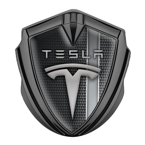 Tesla Fender Emblem Badge Graphite Black Carbon Grey Stripe Edition
