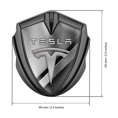 Tesla Bodyside Emblem Graphite Metallic Diagonal Bars Design