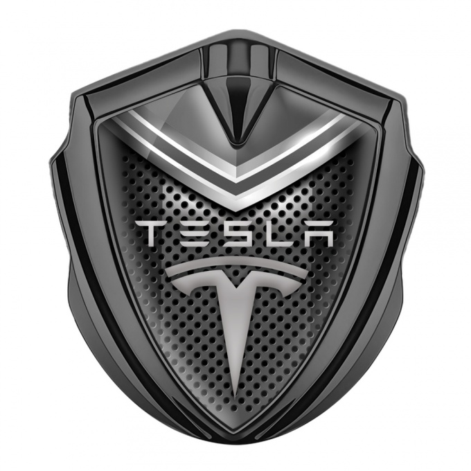 Tesla Fender Metal Emblem Badge Graphite Grey Element Edition
