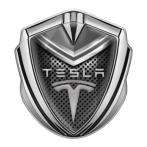 Tesla Fender Metal Emblem Badge Silver Grey Element Edition