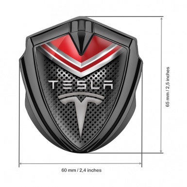 Tesla Trunk Metal Emblem Badge Graphite Red Cap Grey Logo Edition