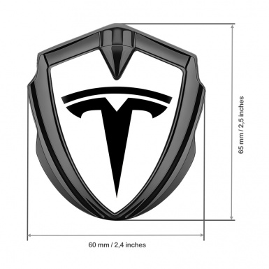 Tesla Bodyside Emblem Graphite White Base Big Logo Edition