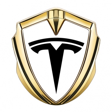 Tesla Bodyside Emblem Gold White Base Big Logo Edition