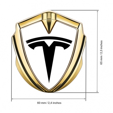 Tesla Bodyside Emblem Gold White Base Big Logo Edition