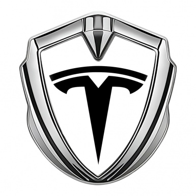 Tesla Bodyside Emblem Silver White Base Big Logo Edition