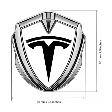 Tesla Bodyside Emblem Silver White Base Big Logo Edition