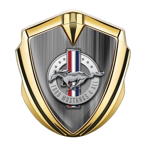 Ford Mustang Trunk Emblem Gold Brushed Metal Chrome Logo