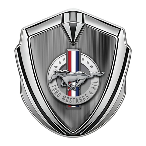 Ford Mustang Trunk Emblem Silver Brushed Metal Chrome Logo