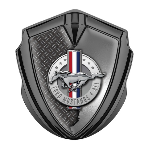 Ford Mustang 3D Car Metal Emblem Graphite Metal Cage Chrome Effect