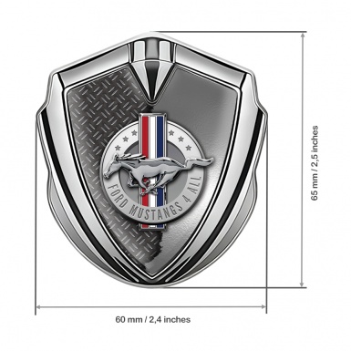 Ford Mustang 3D Car Metal Emblem Silver Metal Cage Chrome Effect