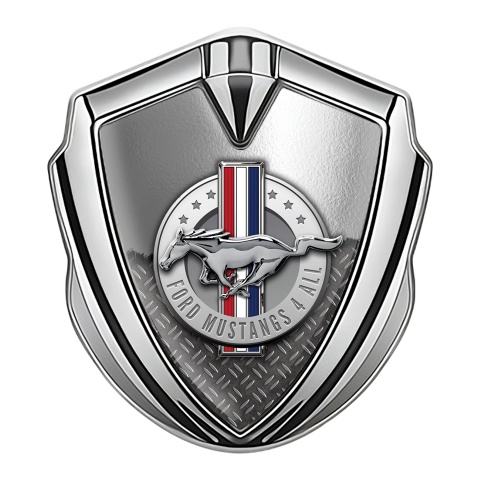 Ford Mustang 3D Car Metal Emblem Silver Metallic Deck Edition