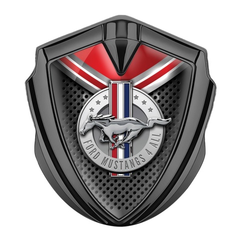 Ford Mustang Bodyside Emblem Graphite Red Cap Chromed Logo Design