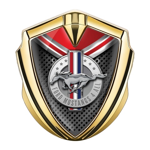 Ford Mustang Bodyside Emblem Gold Red Cap Chromed Logo Design