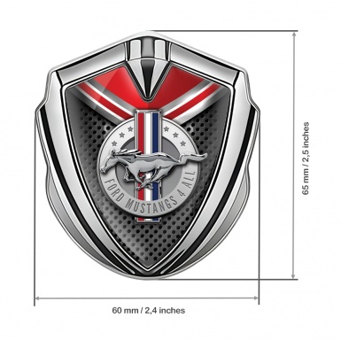 Ford Mustang Bodyside Emblem Silver Red Cap Chromed Logo Design