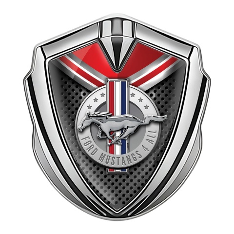 Ford Mustang Bodyside Emblem Silver Red Cap Chromed Logo Design