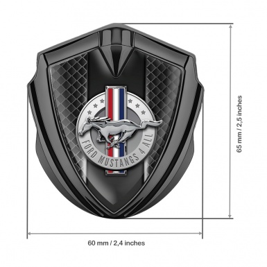 Ford Mustang 3D Car Metal Emblem Graphite Grey Grid Outer Glow