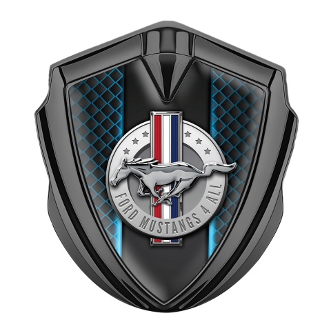 Ford Mustang Fender Emblem Badge Graphite Blue Deck Chromed Logo