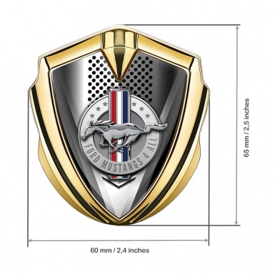 Ford Mustang 3D Car Metal Emblem Gold Grey Sharp V Template