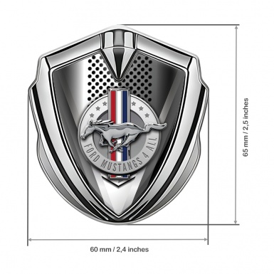 Ford Mustang 3D Car Metal Emblem Silver Grey Sharp V Template