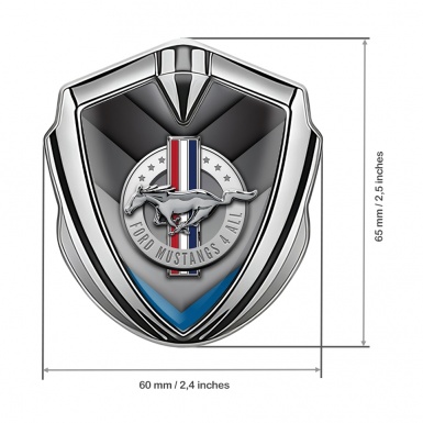 Ford Mustang Fender Emblem Badge Silver V Shape Blue Tip Design