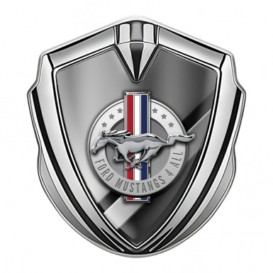 Ford Mustang Bodyside Emblem Silver Metallic Diagonal Bars Design