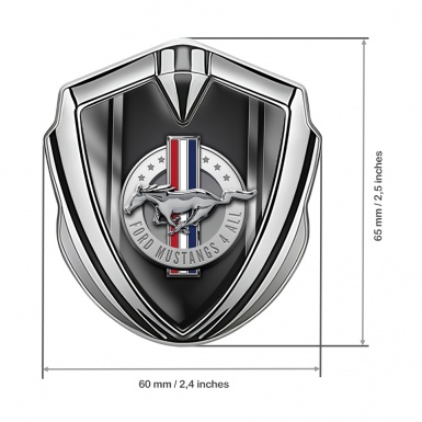 Ford Mustang Trunk Emblem Silver Metallic Effect Sides Design