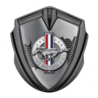 Ford Mustang 3D Car Metal Emblem Graphite Dark Hex Cracked Design