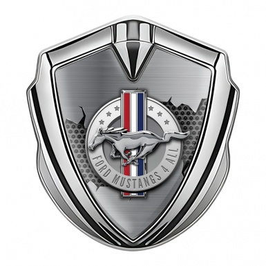 Ford Mustang 3D Car Metal Emblem Silver Dark Hex Cracked Design