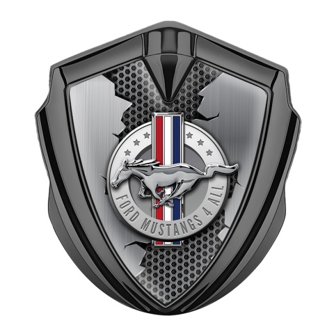 Ford Mustang Trunk Emblem Badge Graphite Cracked Chrome Logo
