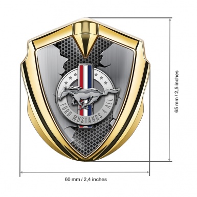 Ford Mustang Trunk Emblem Badge Gold Cracked Chrome Logo