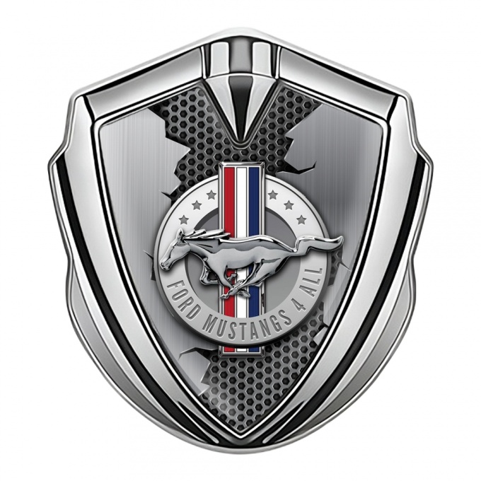 Ford Mustang Trunk Emblem Badge Silver Cracked Chrome Logo, Metal Emblems, Accessories