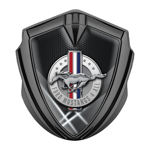 Ford Mustang Fender Metal Emblem Graphite Hex Lights Chrome Logo