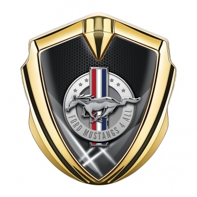 Ford Mustang Fender Metal Emblem Gold Hex Lights Chrome Logo