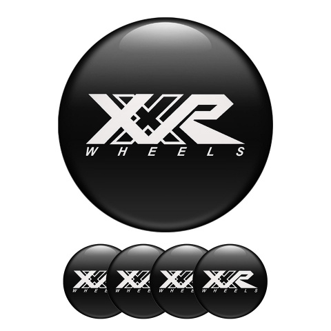 XXR Domed Stickers Wheel Center Cap Badge Black And White