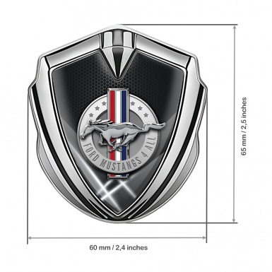 Ford Mustang Fender Metal Emblem Silver Hex Lights Chrome Logo