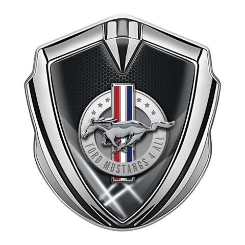 Ford Mustang Fender Metal Emblem Silver Hex Lights Chrome Logo