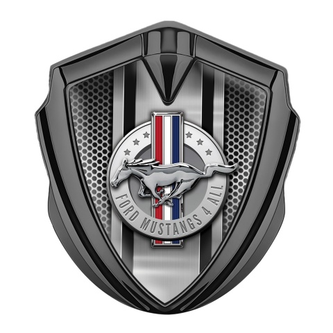 Ford Mustang 3D Car Metal Emblem Graphite Black Mesh Sport Design