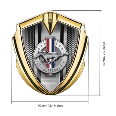 Ford Mustang 3D Car Metal Emblem Gold Black Mesh Sport Design