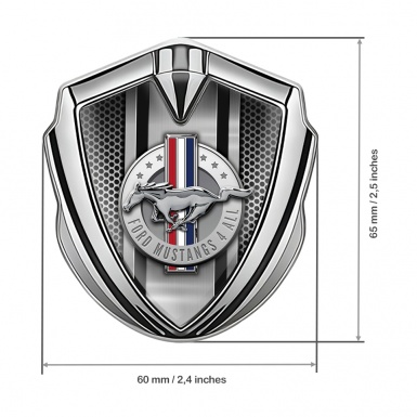 Ford Mustang 3D Car Metal Emblem Silver Black Mesh Sport Design